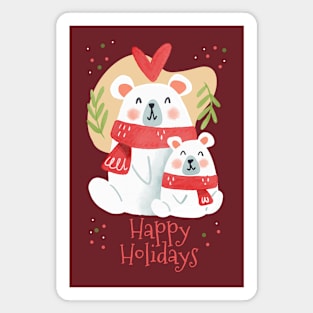 Cute Christmas Polar Bears Magnet